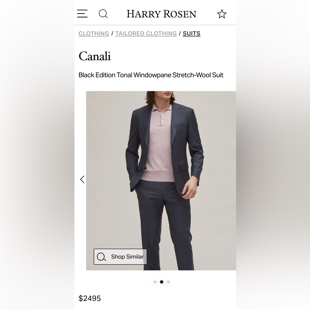 Men’s CANALI Black Edition stretch wool Italian suit from Harry Rosen.40R (EU50)